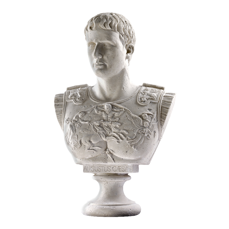 Design Toscano 33 in H Caesar Augustus of Prima Porta Grand Scale Sculptural Bust Garden Statue