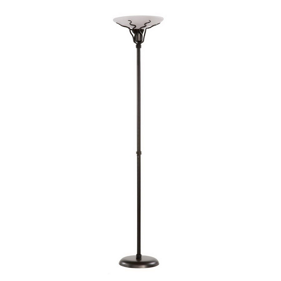 Stone County Ironworks 74 in Natural Black Torchiere Floor Lamp with Glass Shade