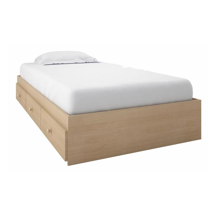 Nexera Alegria Natural Maple Twin Platform Bed with Storage