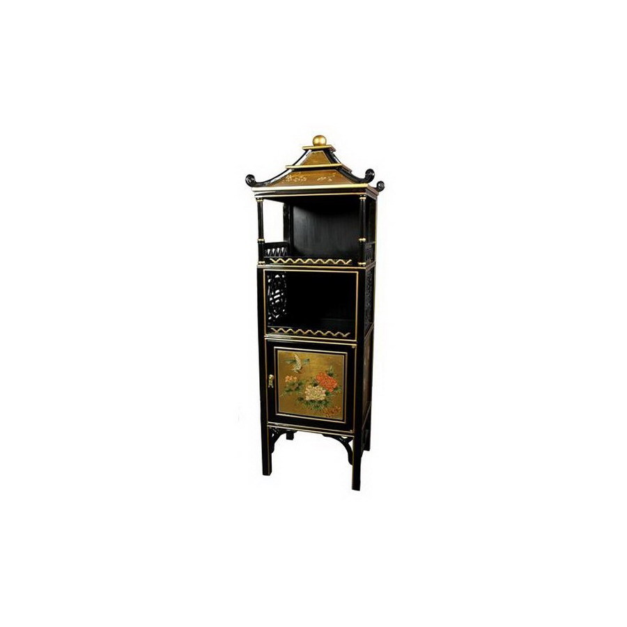 Oriental Furniture Pagoda Gold 49 in 2 Shelf Bookcase