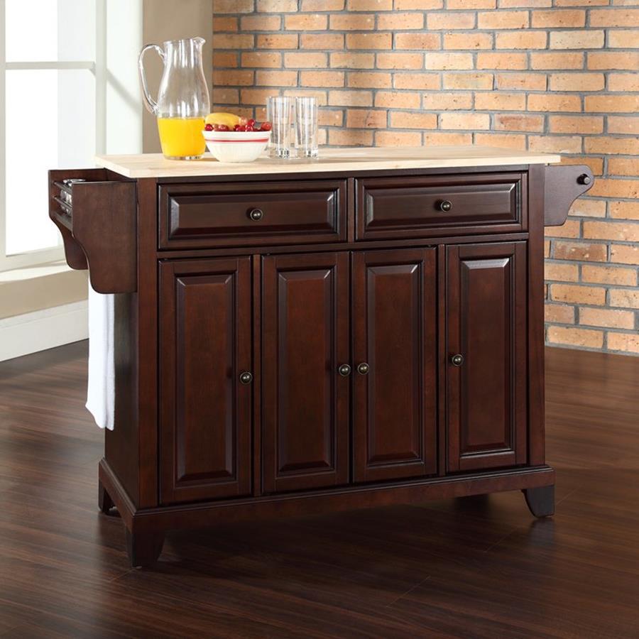 Crosley Furniture 52 in L x 18 in W x 34 in H Vintage Mahogany Kitchen Island