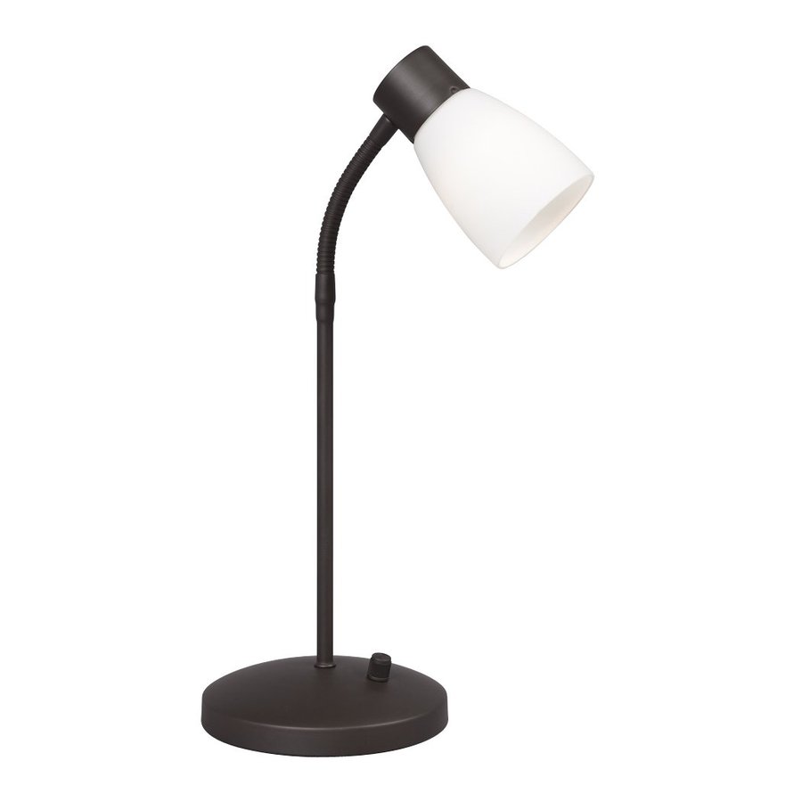 Galaxy 17 1/2 in Adjustable Matte Bronze Desk Lamp with Glass Shade