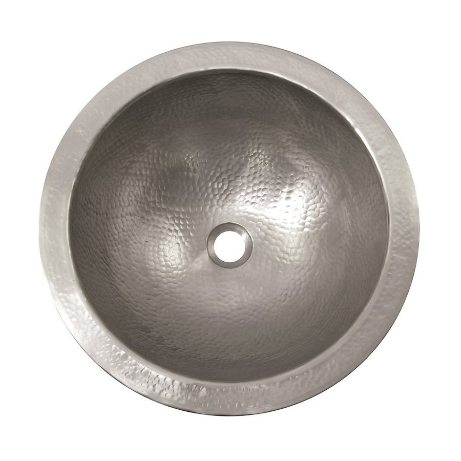 The Copper Factory Artisan Satin Nickel Copper Drop In Round Bathroom Sink with Overflow (Drain Included)