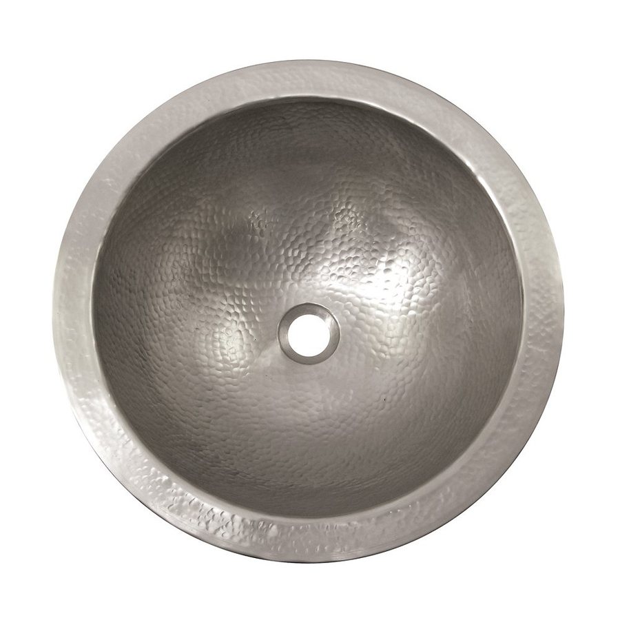 The Copper Factory Artisan Satin Nickel Copper Undermount Round Bathroom Sink with Overflow (Drain Included)