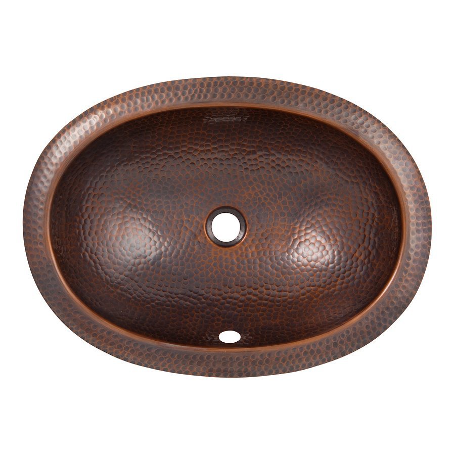 The Copper Factory Artisan Antique Copper Copper Drop In Oval Bathroom Sink with Overflow (Drain Included)