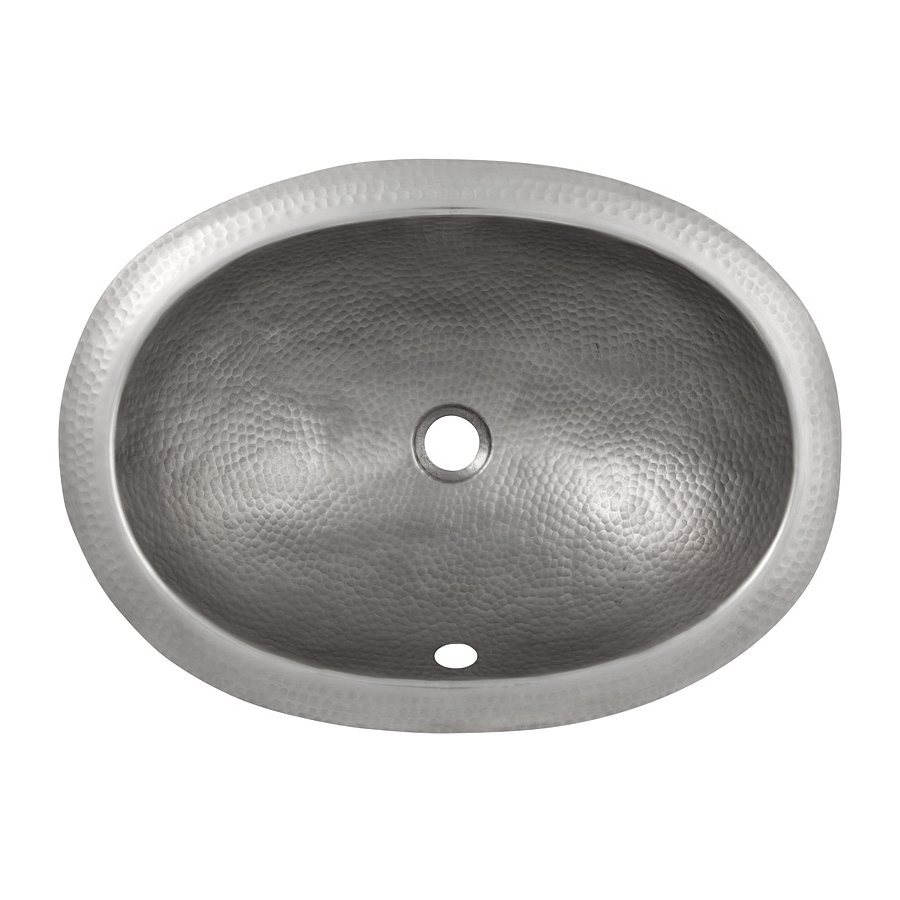 The Copper Factory Artisan Satin Nickel Copper Drop In Oval Bathroom Sink with Overflow (Drain Included)