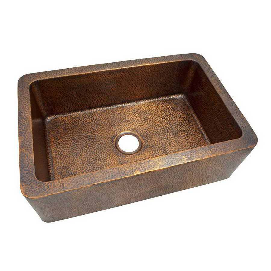 The Copper Factory Artisan Single Basin Apron Front/Farmhouse Copper Kitchen Sink