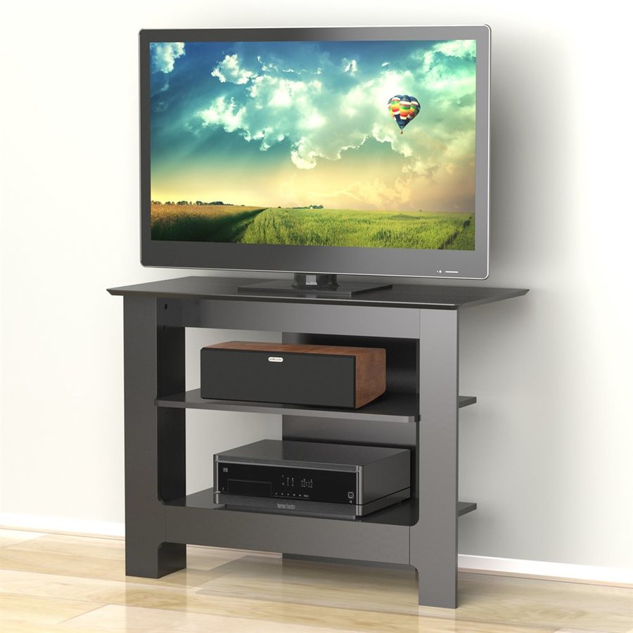 Nexera Alpine Black Rectangular Pedestal Television Stand