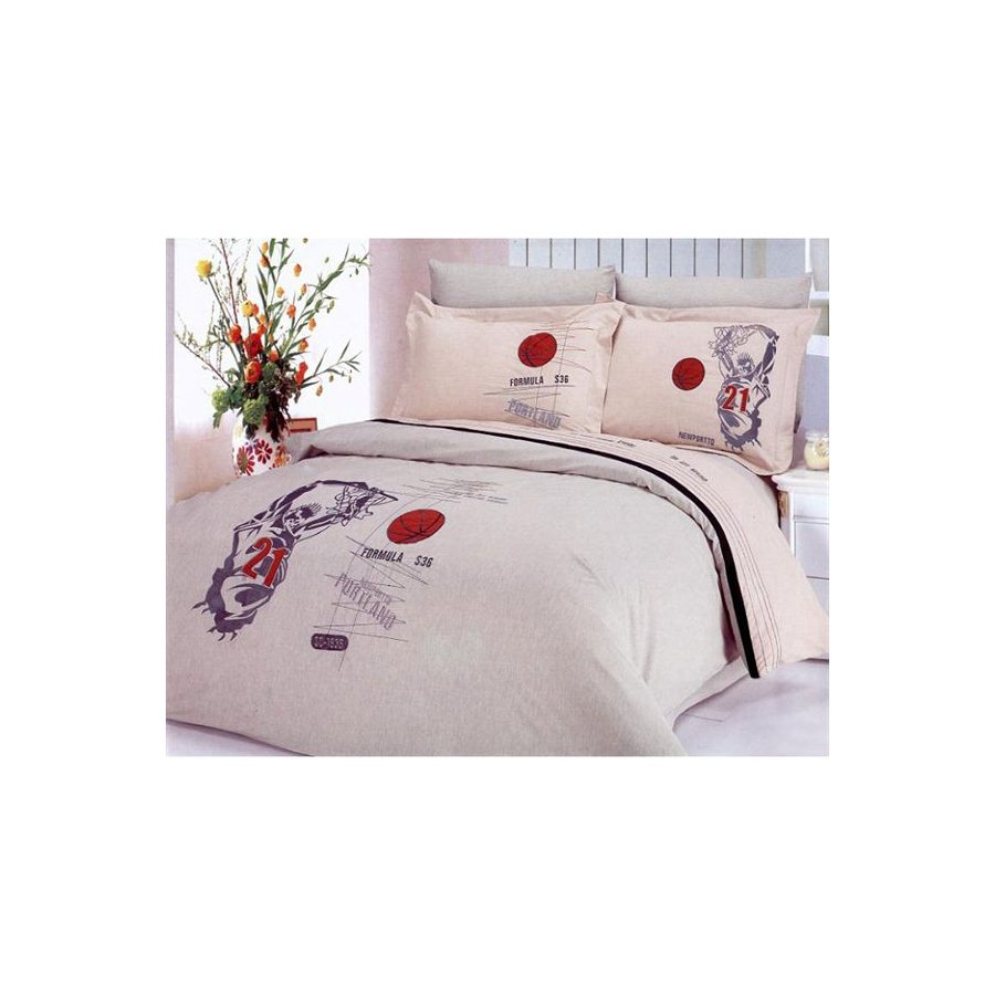 Le Vele Basketball 6 Piece Gray Full/Queen Duvet Set