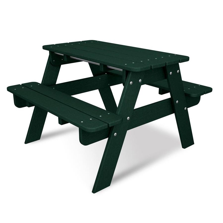 POLYWOOD 33 in Green Plastic Rectangle Picnic Table
