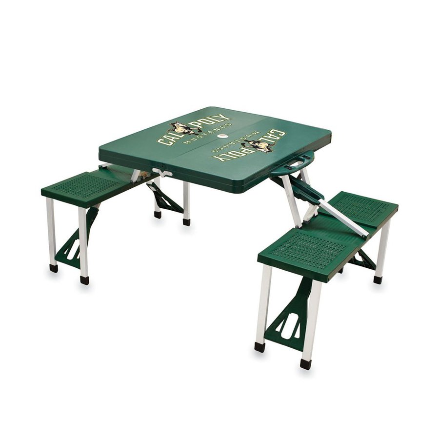 Picnic Time Green Cal Poly Mustangs Plastic Rectangle Folding Picnic Table