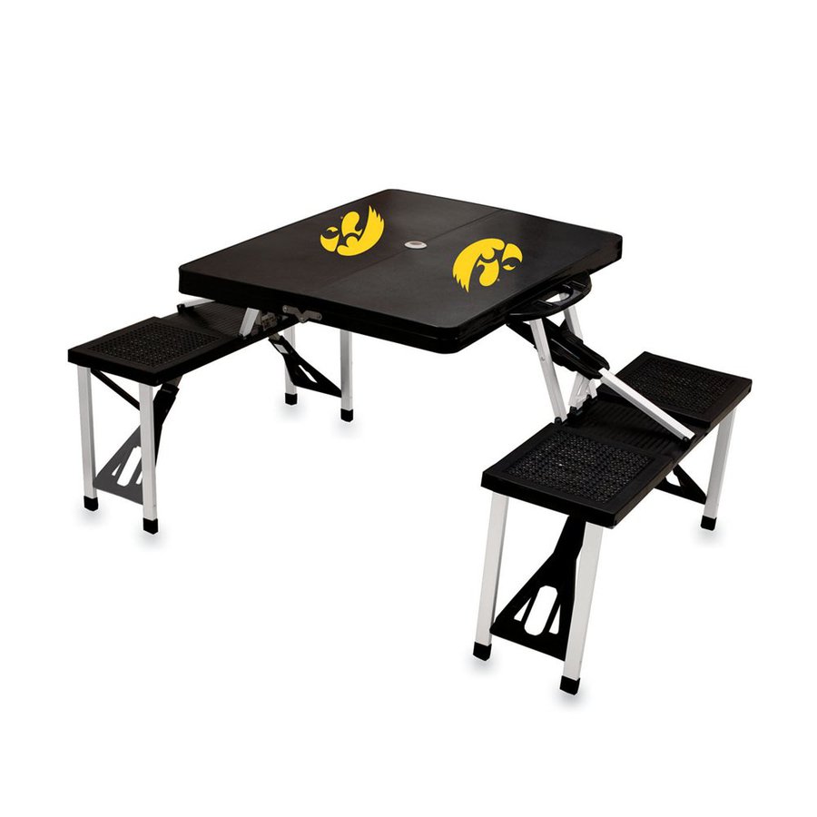Picnic Time 54 in Black Iowa Hawkeyes Plastic Rectangle Collapsible Picnic Table