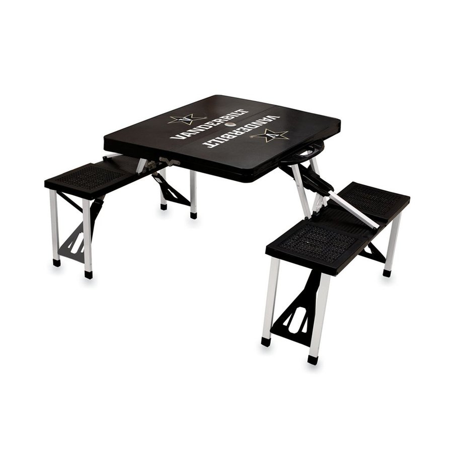 Picnic Time 54 in Black Vanderbilt Commodores Plastic Rectangle Collapsible Picnic Table