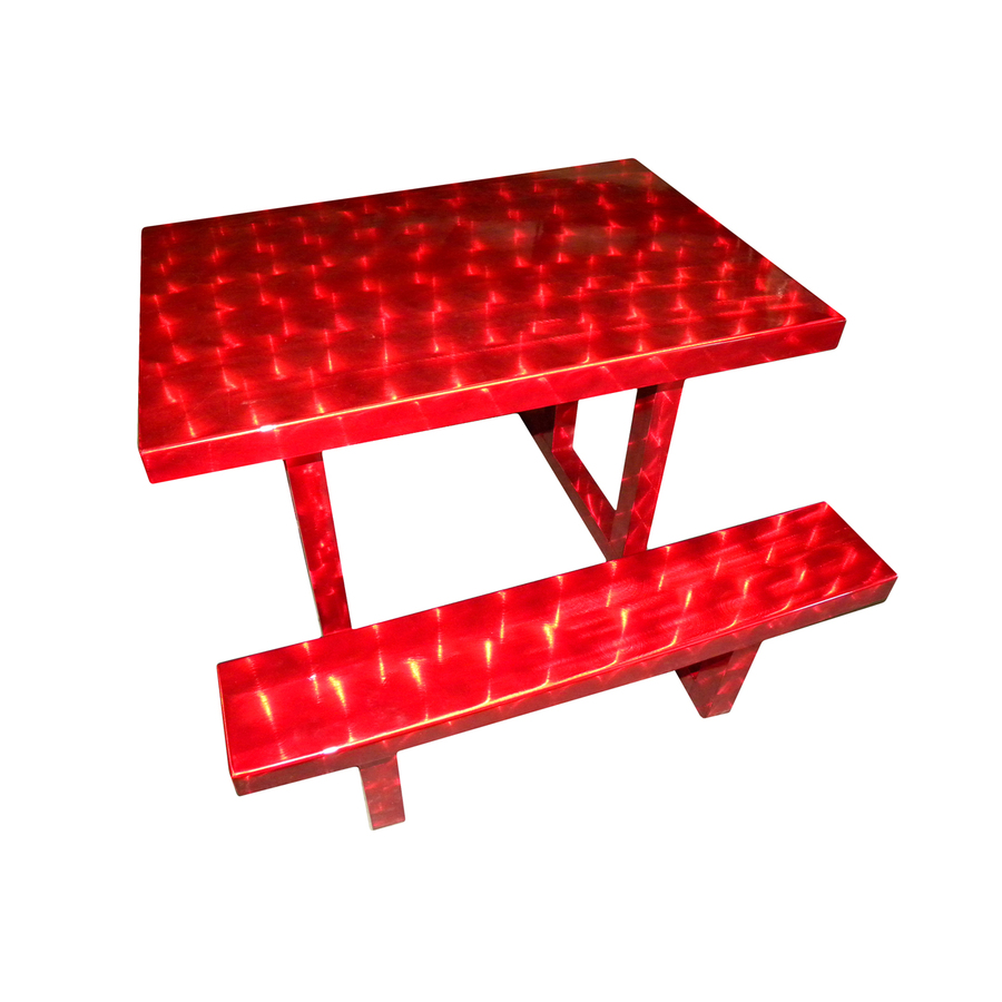 Ofab Red Cast Aluminum Rectangle Picnic Table