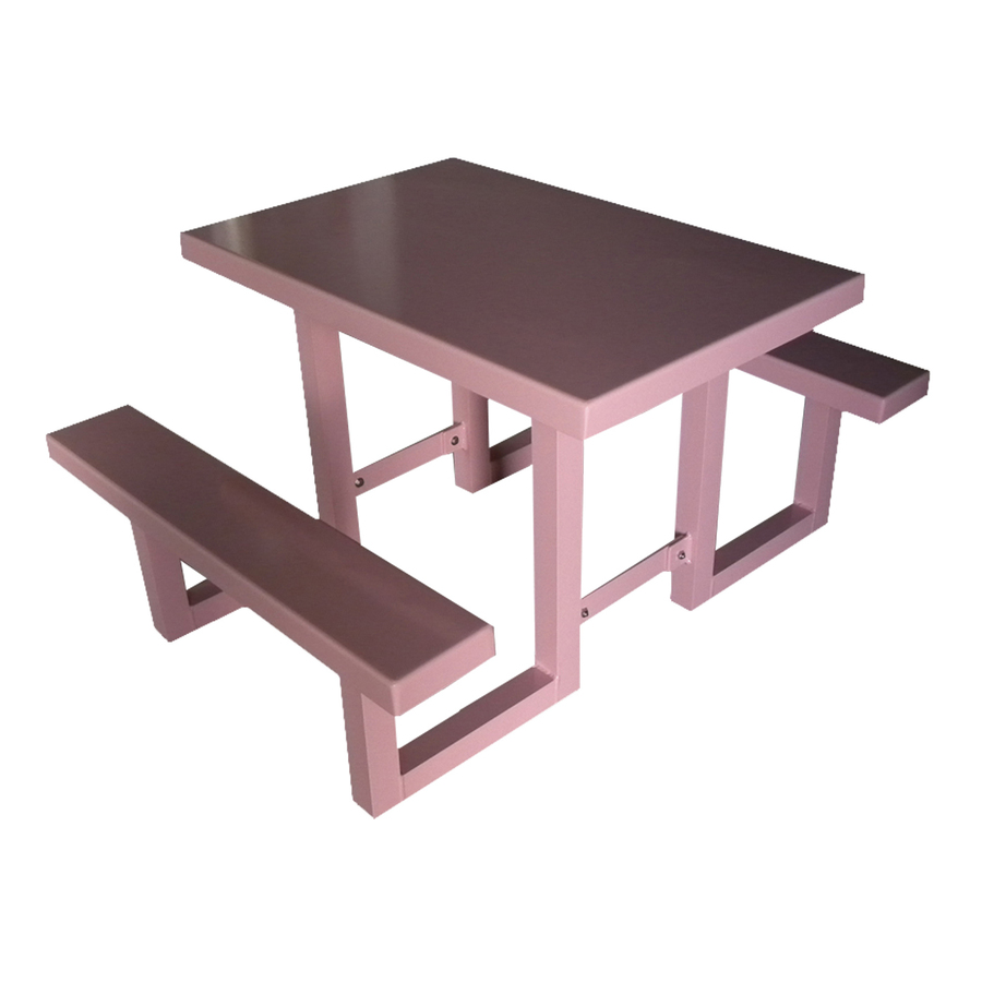 Ofab Red Cast Aluminum Rectangle Picnic Table