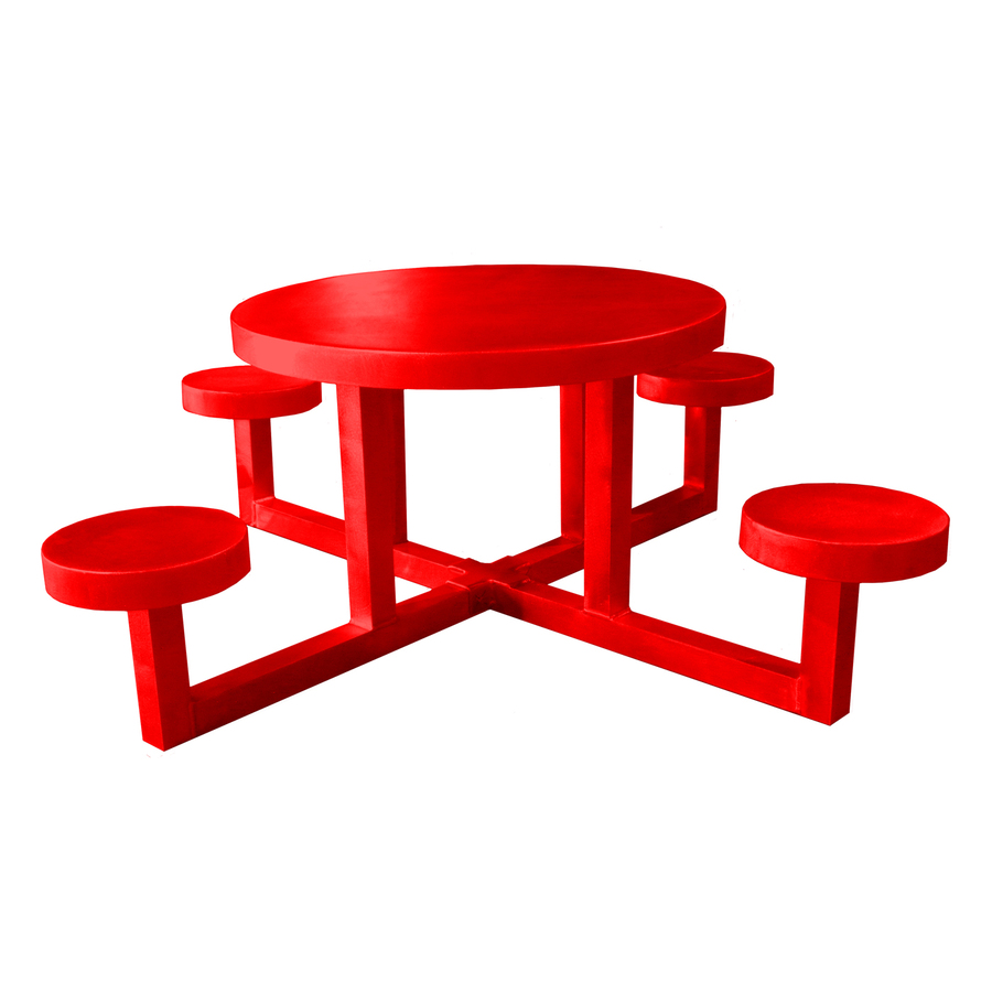 Ofab Red Cast Aluminum Round Picnic Table