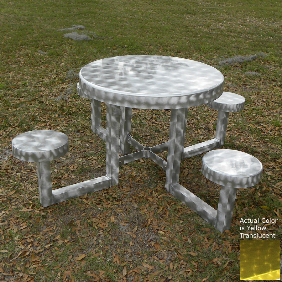 Ofab Yellow Translucent Cast Aluminum Round Picnic Table