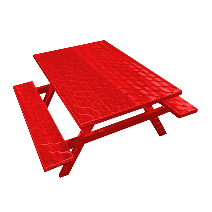 Ofab Red Cast Aluminum Rectangle Picnic Table