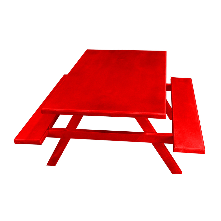 Ofab Red Cast Aluminum Rectangle Picnic Table