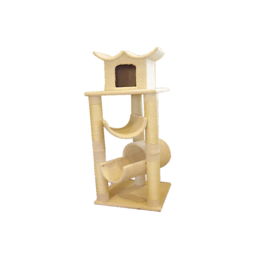 Majestic Pets Casita 47 in Beige Faux Fur 3 Level Cat Tree