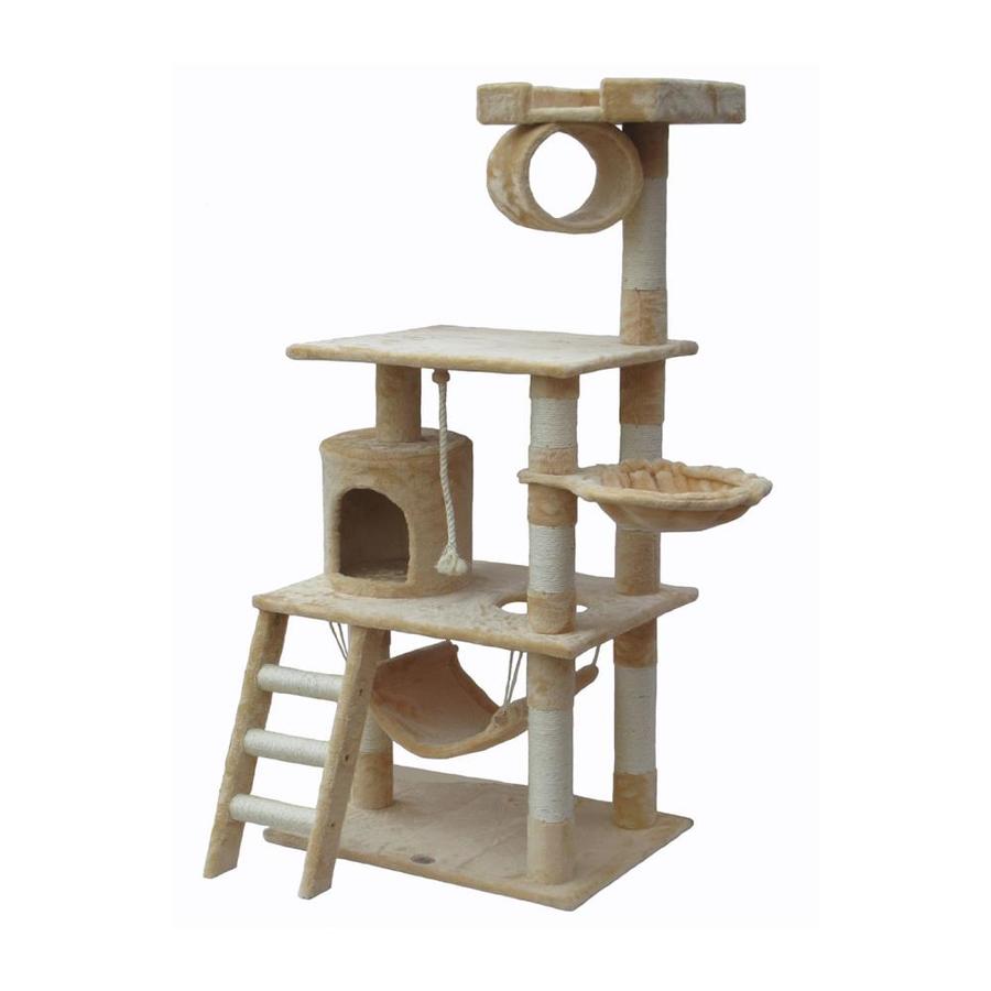 Go Pet Club 62 in Beige Faux Fur 3 Level Cat Tree