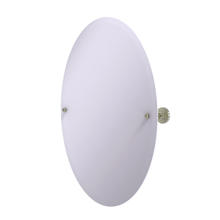 Allied Brass Dottingham 21 in W x 29 in H Oval Tilting Frameless Bathroom Mirror with Polished Nickel Hardware and Beveled Edges