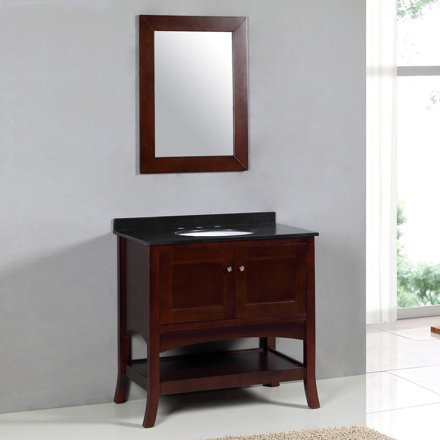 Yosemite Home Decor Transitional 36 in x 22 in Brown Undermount Single Sink Bathroom Vanity with Granite Top