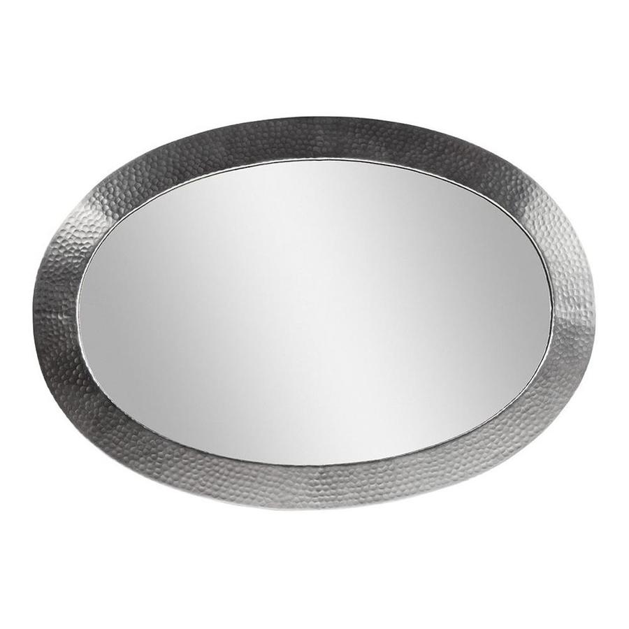 The Copper Factory 18 5/8  in H x 25 3/4 in W Artisan Satin Nickel Oval Bathroom Mirror