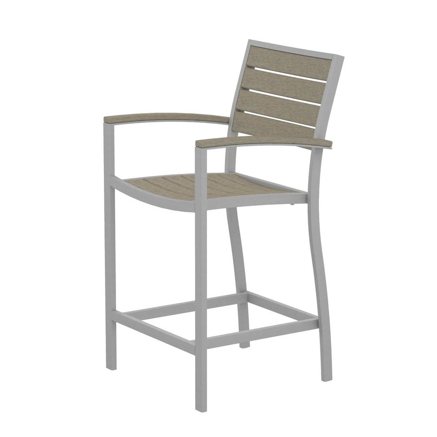 POLYWOOD Slat Seat Aluminum Patio Bar Height Chair