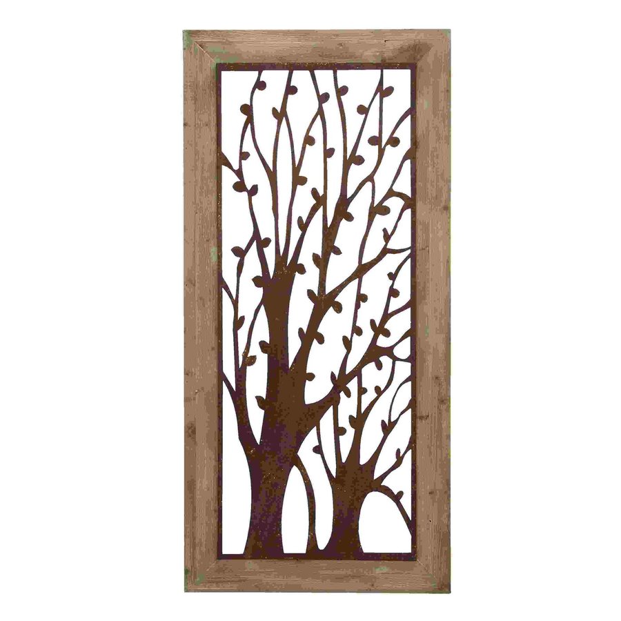 Woodland Imports Garden Trees 26 in W x 56 in H Framed Metal Floral 3D Wall Art