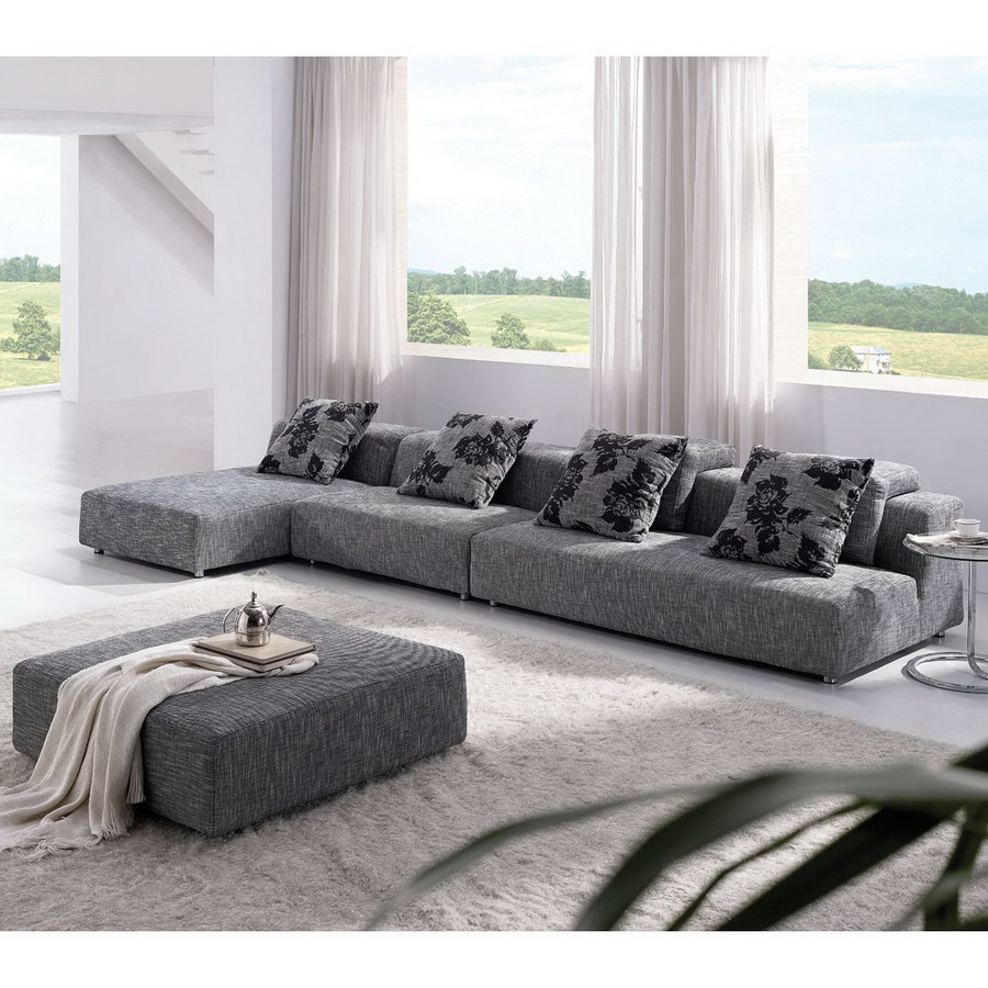 TOSH Furniture 4 Piece Zebrano Gray Living Room Set