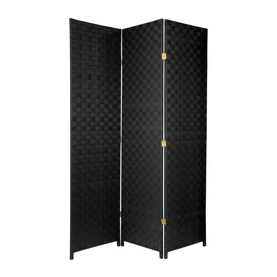 Oriental Furniture 71 in x 17 1/2 in Black Wood Outdoor Privacy Screen