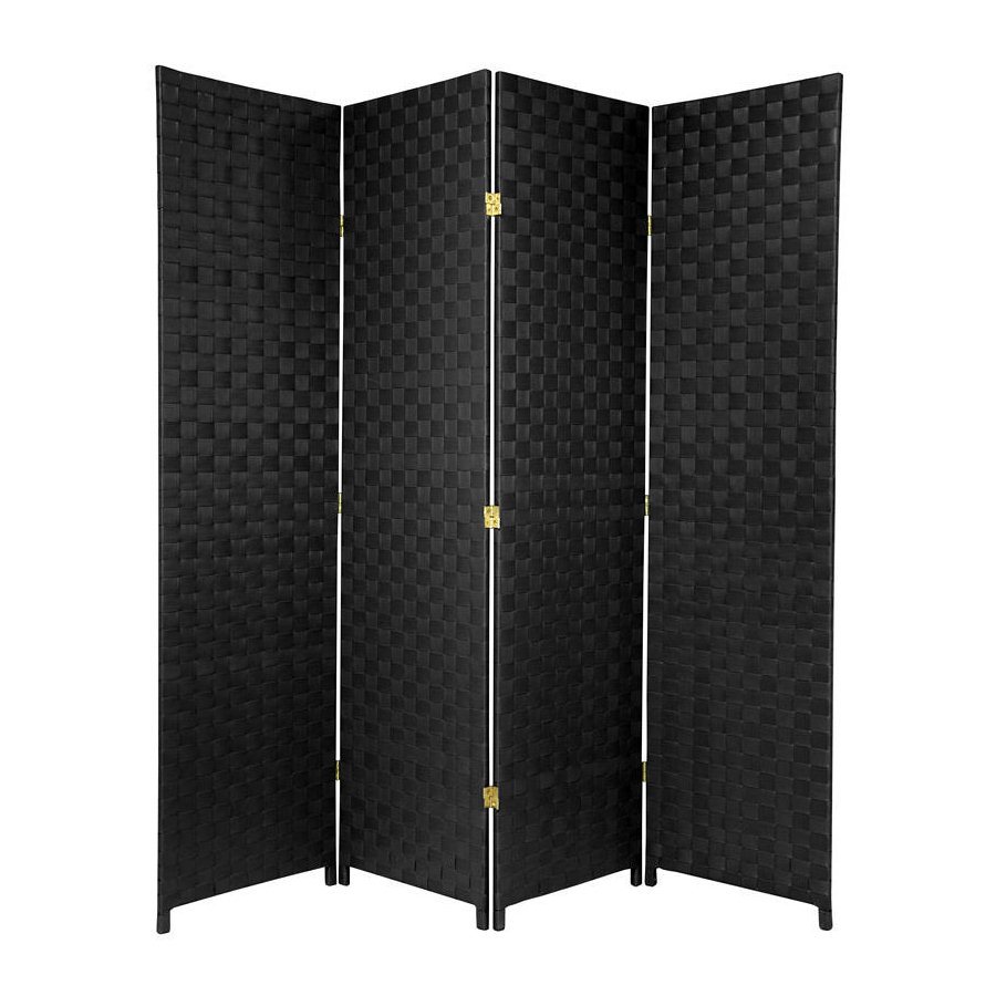 Oriental Furniture 71 in x 17 1/2 in Black Wood Outdoor Privacy Screen