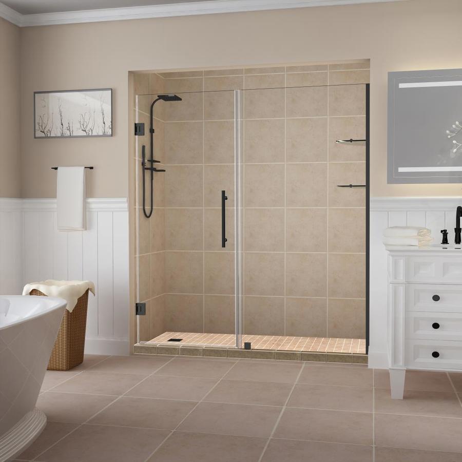 Aston Belmore GS 72-in H x 68.25-in to 69.25-in W Frameless Hinged Shower Door (Clear Glass) | SDR960EZMB693510