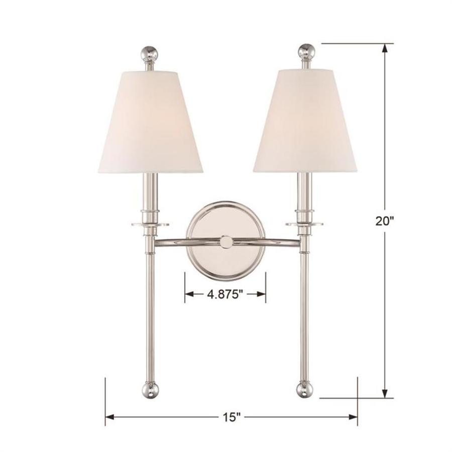 Crystorama Riverdale 15 In W 2 Light Polished Nickel Transitional Wall Sconce In The Wall Sconces Department At Lowes Com