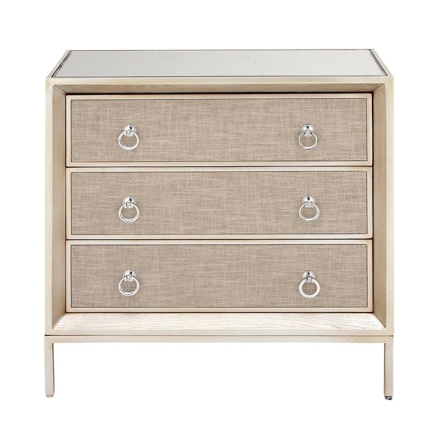 Grayson Lanegrayson Lane 32 Square Metallic Rose Gold Wood Dresser With Mirror Tabletop And Beige Fabric Doors In Off White 39853 Dailymail Square Metallic Rose Gold Wood Dresser