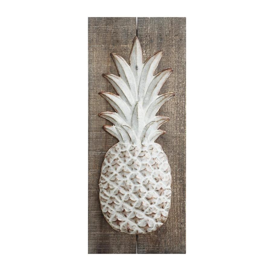 Creative Co-Op Wood and Embossed Metal Pineapple Wall DEcor | DA7325