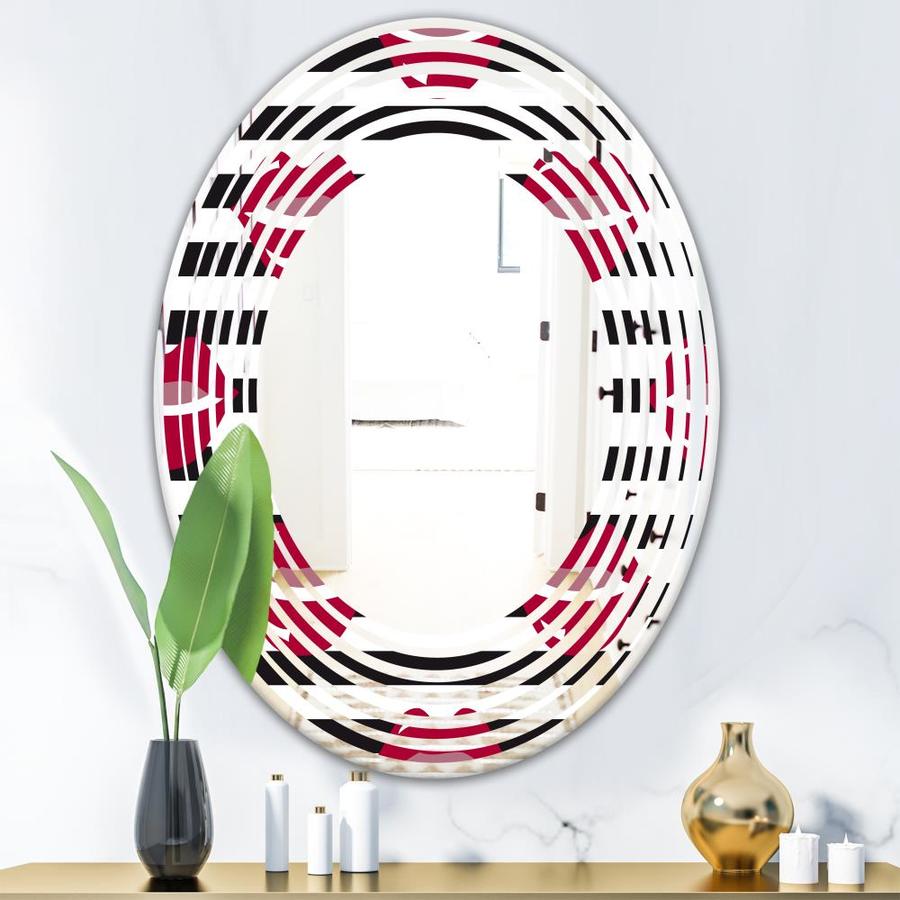 Designart Designart Mirrors 31.5-in L x 31.5-in W Oval Black Polished Wall Mirror | MIR24138-C2-O24-32