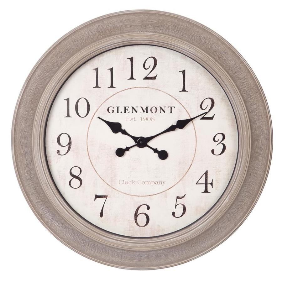 Patton 24 In Washed Grey Woodgrain Circle Wall Clock In Gray 1805 3807 From Lowes Accuweather Shop