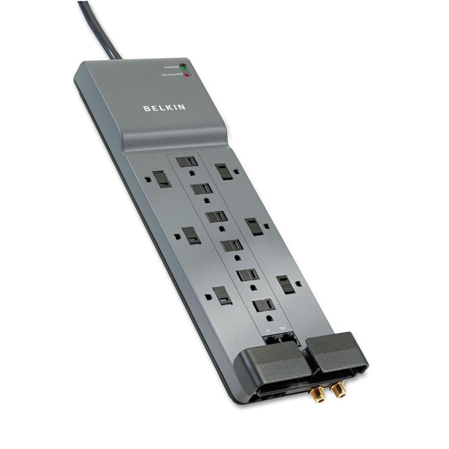 Belkin Belkin 12-Outlet Surge Protector Phone/Ethernet/Coax Protection, 10 ft. Cord in Black | BE112234-10