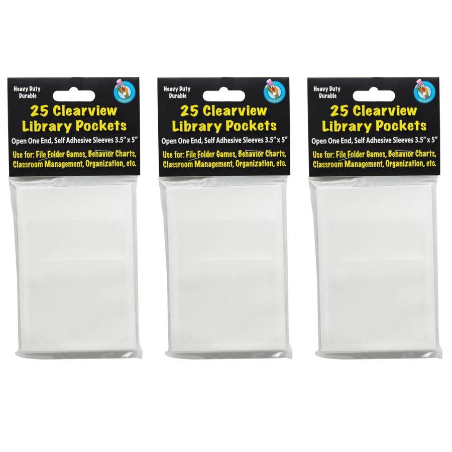 Ashley Productions Clear View Self-Adhesive Library Pocket 3.5 -in x 5 -in, 25 Per Pack, 3 Packs | ASH10408-3
