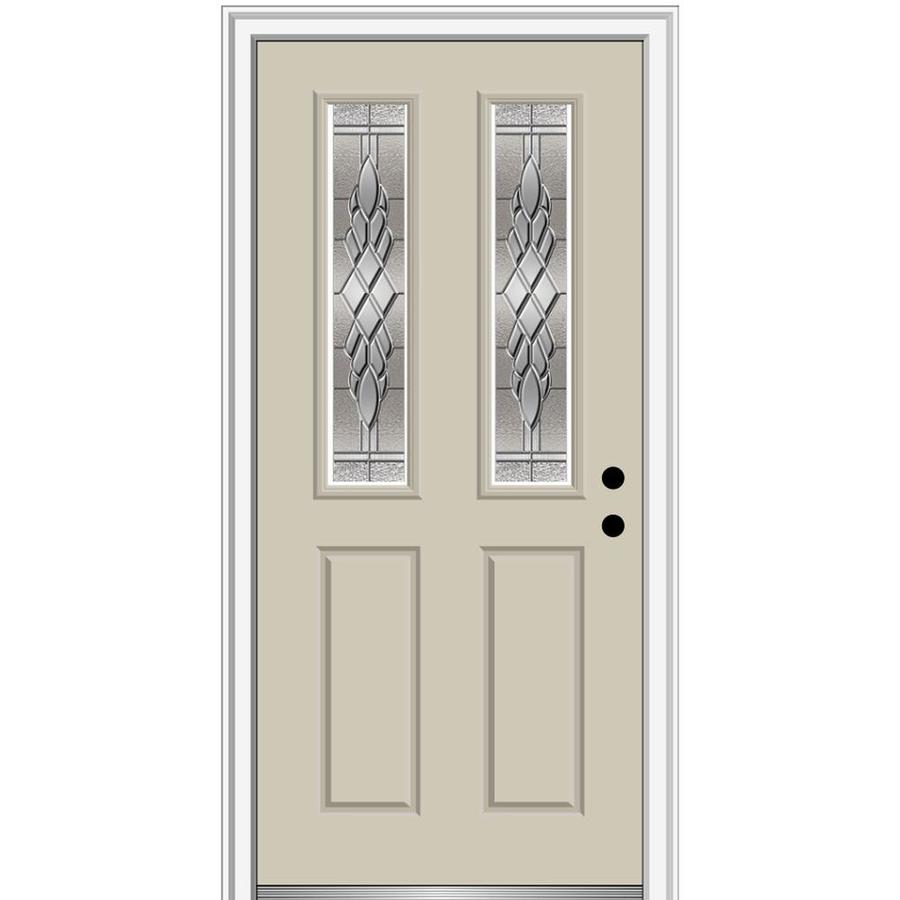 MMI DOOR 30-in x 80-in Fiberglass Twin Lite Left-Hand Inswing Wicker Painted Prehung Single Front Door with Brickmould | ZZ3667227L