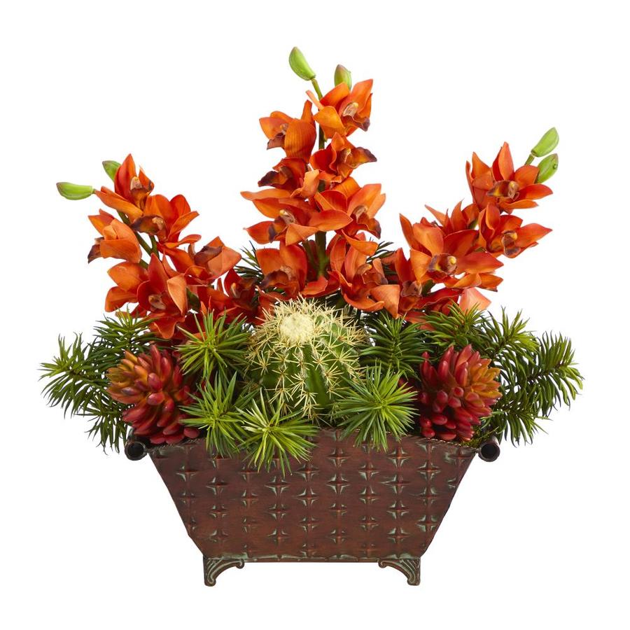 Nearly NaturalNearly Natural 21-in Orange Indoor Artificial Silk ...