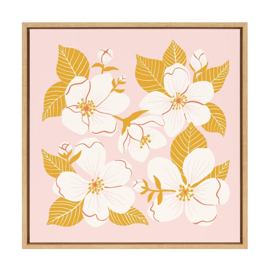 Kate and Laurel Sylvie Apple Blossom Framed Canvas by Maria Filar, 24x24, Natural in Brown | 219710
