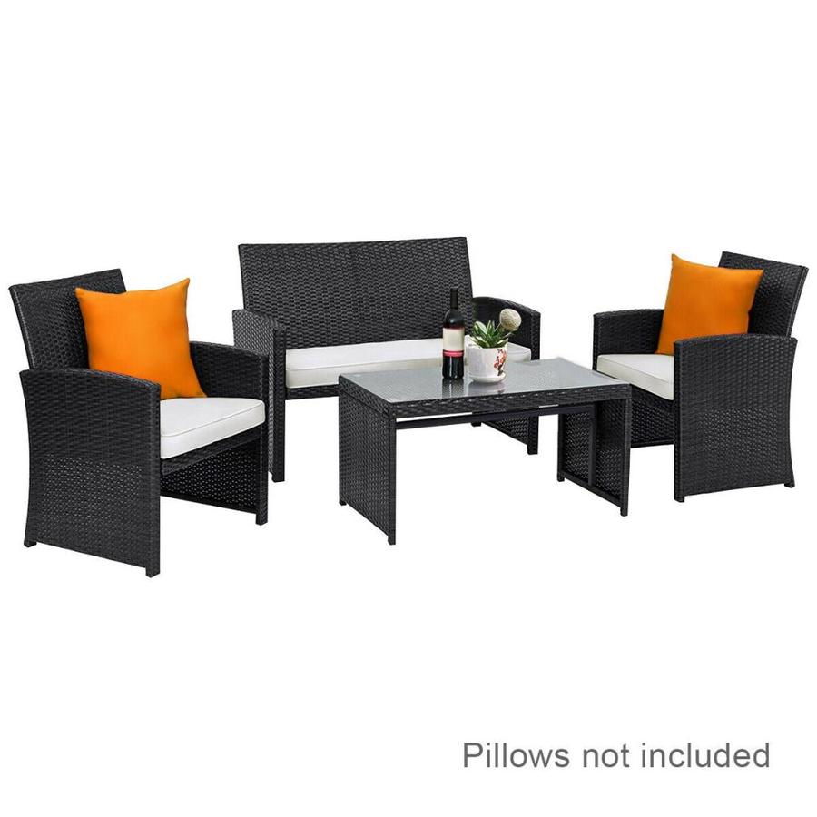 Goplus Costway 4-Piece Metal Frame Patio Conversation Set with Costway Cushions | HW55490+