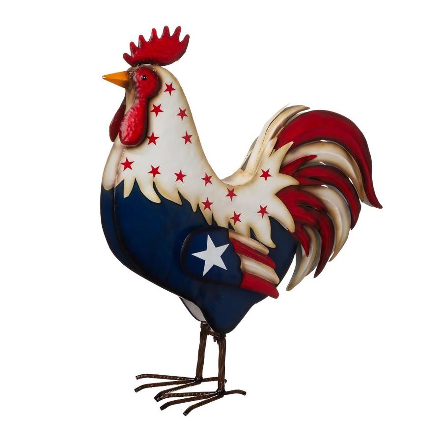 Glitzhome 21 in H Patriotic Metal Rooster Porch Decor(KD) | 2003900003