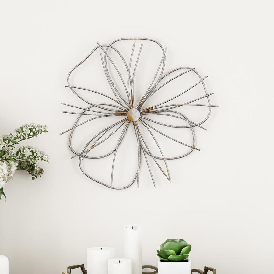 Hastings Home Wall Decor - Metallic Wire Layer Flower Sculpture Contemporary Hanging Accent Art for Living Room, Bedroom or Kitchen by Hastings Home