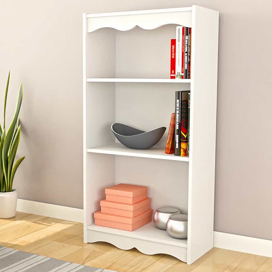 Sonax Hawthorn Frost White 48 in 3 Shelf Bookcase