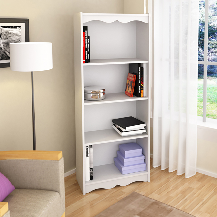 Sonax Hawthorn Frost White 60 in 4 Shelf Bookcase