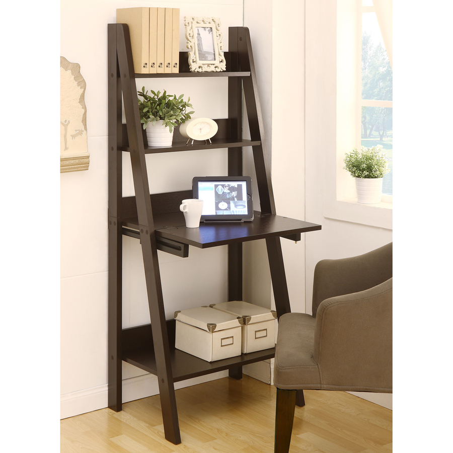 Enitial Lab Olivia Cappuccino 61 in 4 Shelf Ladder Bookcase